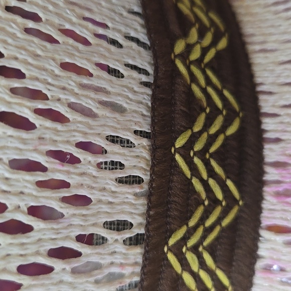 Vintage Lace Cowboy Hat Mexico Souvenir Feather Band Bohemian Cowgirl Western - Picture 6 of 16